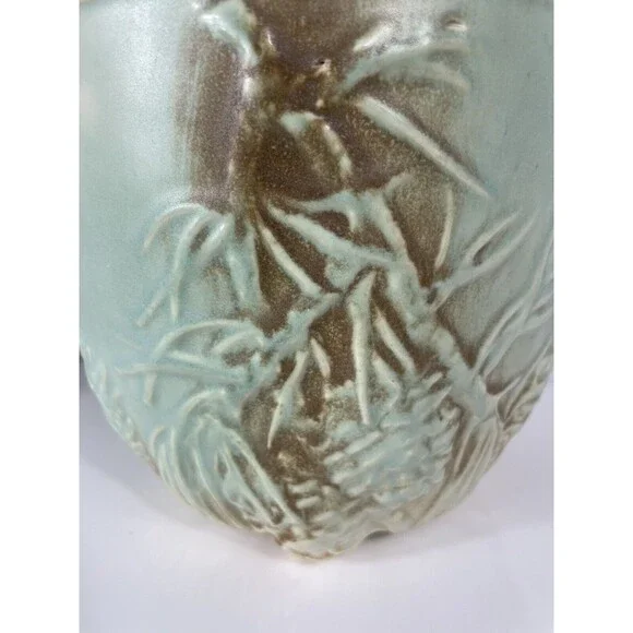 McCoy Planter Pot Pine Cone Jardiniere Blue Green Brown Vtg MCM Cottagecore - Picture 2 of 16